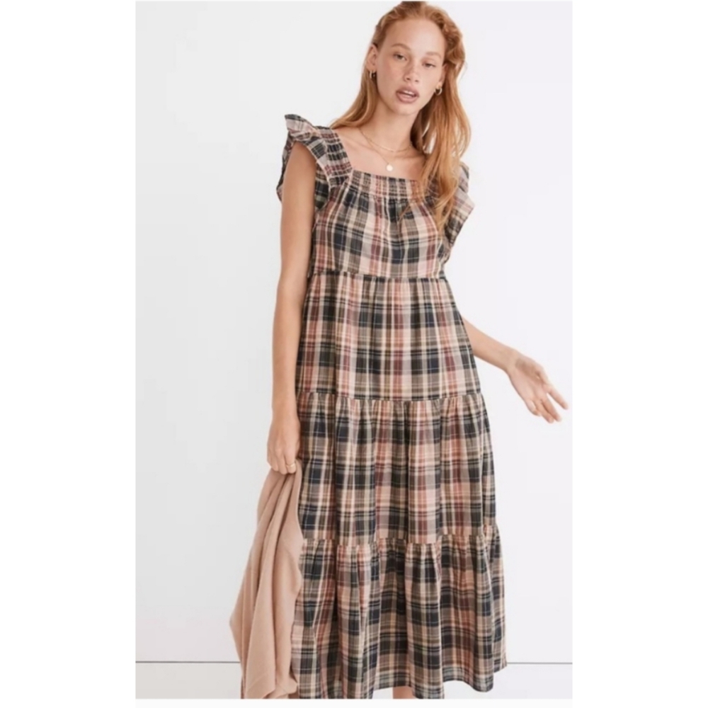 Madewell Ruffle Trim Maxi Dress in Plaid